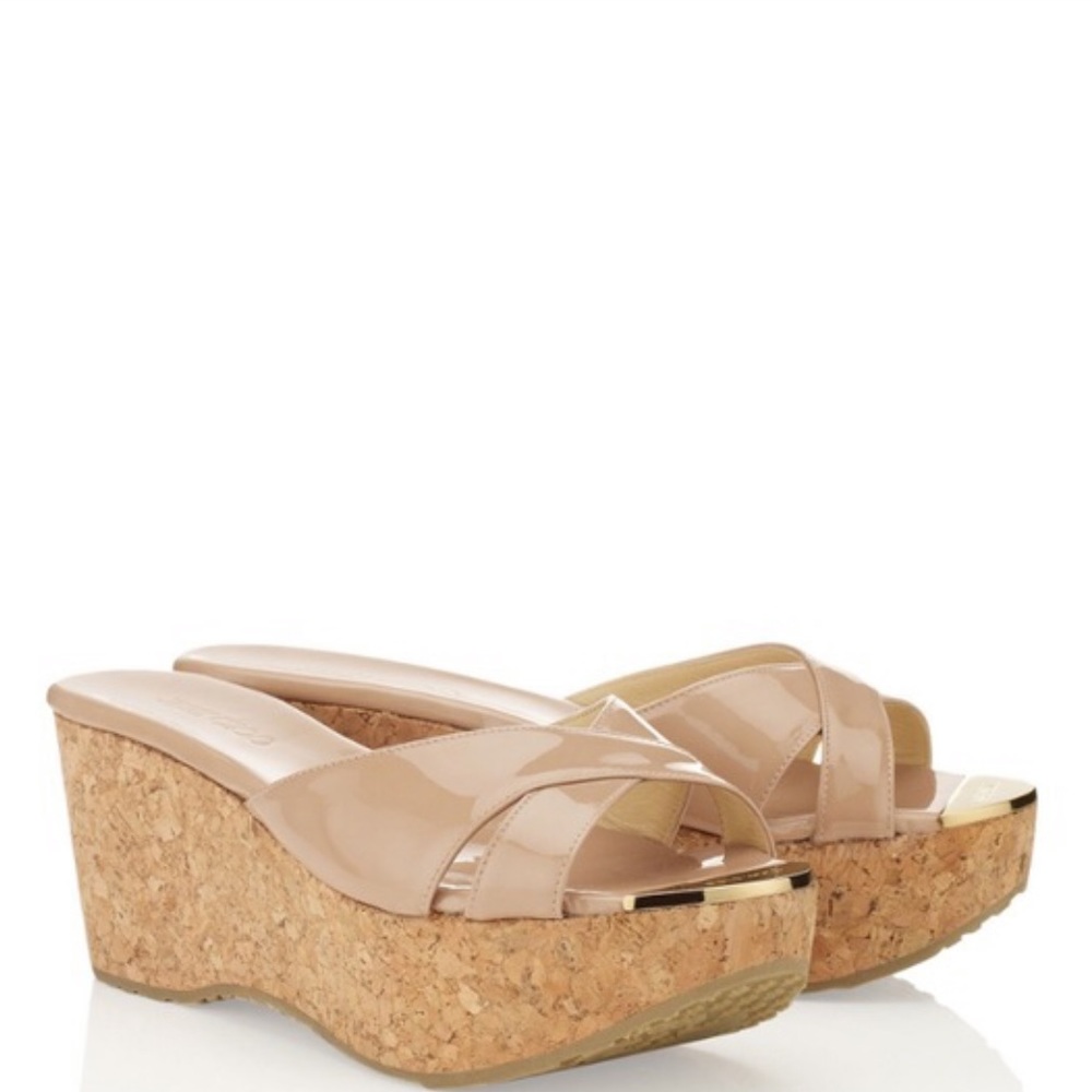 Jimmy Choo Prima Nude Patent Leather Sandal sz 38